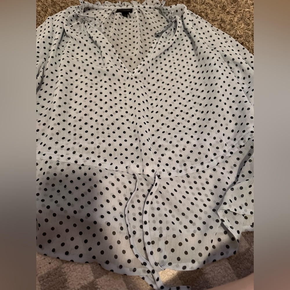 WHO WHAT WEAR polka dot blouse